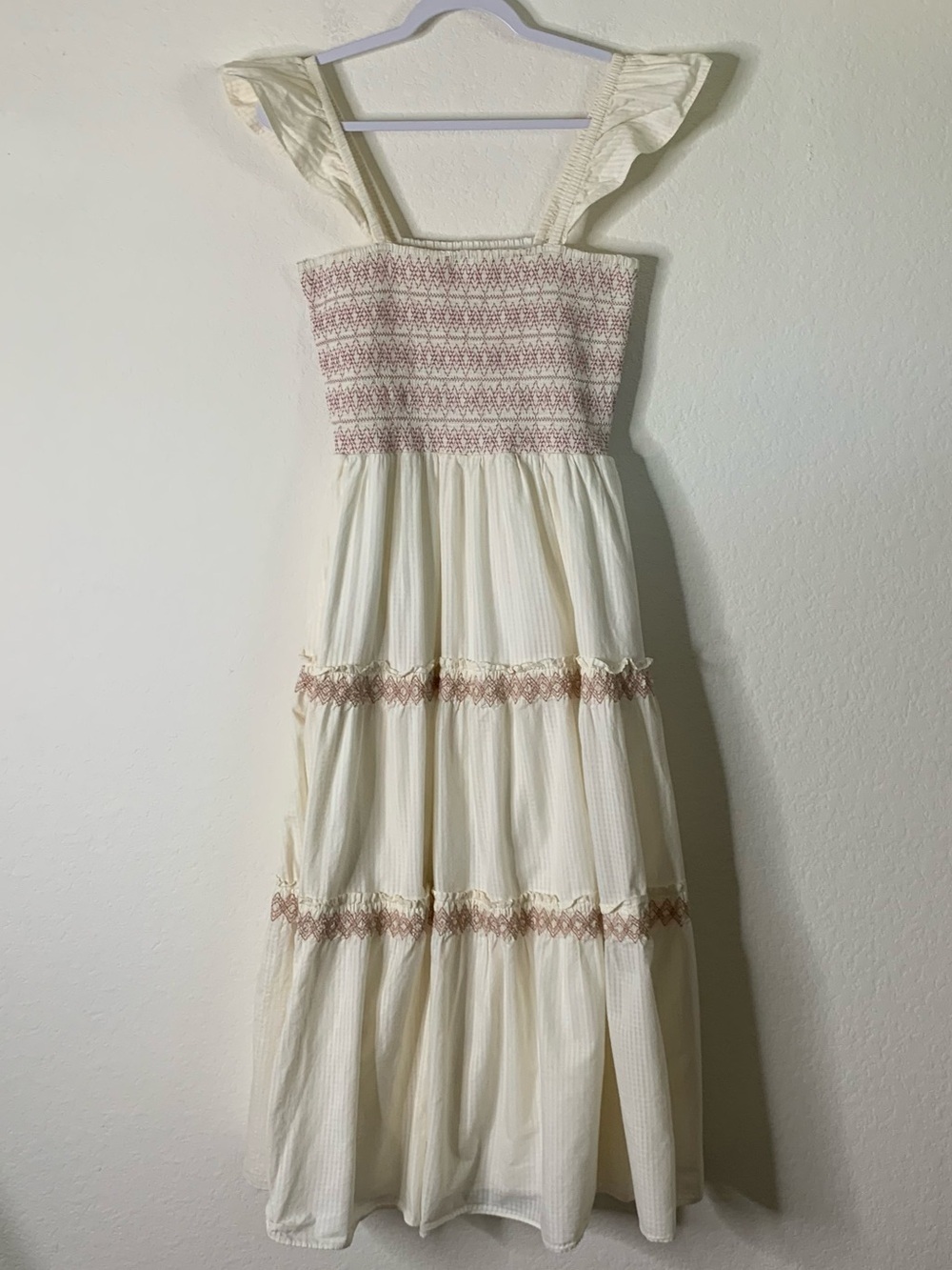 Madewell Lucie Smocked Tiered Midi Dress S
